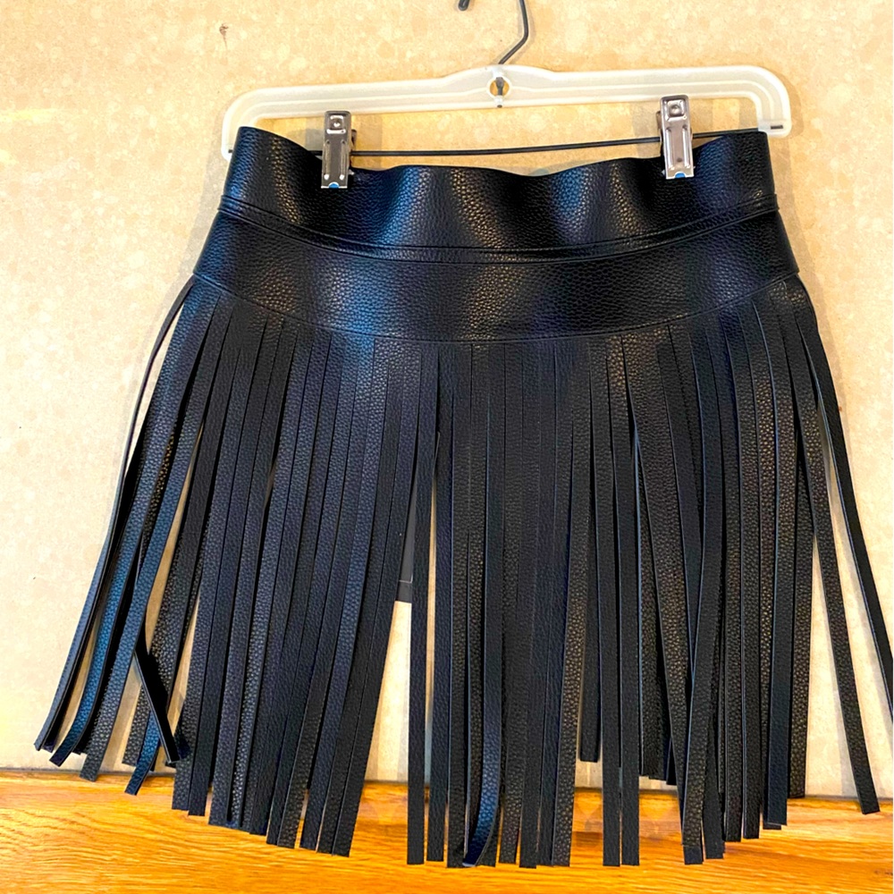 Leather fringe waist belt